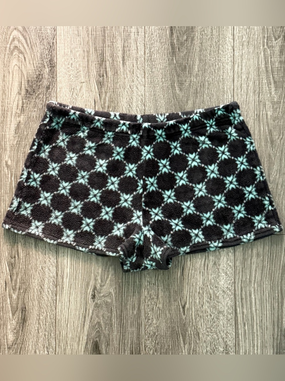 Cozy Fleece Lounge Shorts in Black & Teal